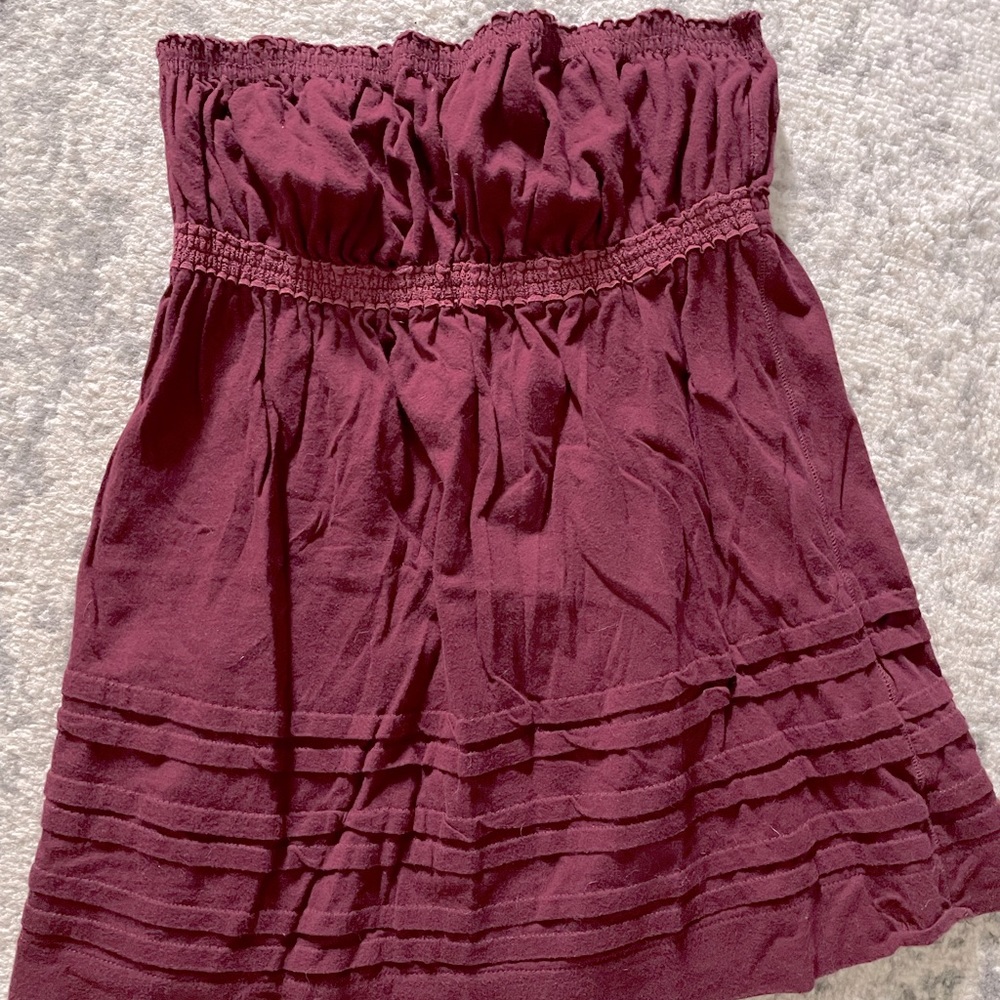 Abercrombie maroon strapless tank m